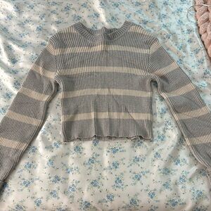Gray and beige striped sweater